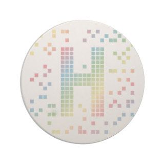 Rainbow Pixel Typeface – Letter H Drink Coasters