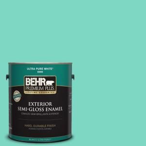 BEHR Premium Plus 1 gal. #480A 3 Mint Majesty Semi Gloss Enamel Exterior Paint 540001