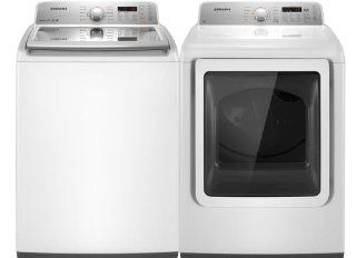 Samsung White King Size Smart Care Top Load Washer and ELECTRIC Dryer Laundry Set WA456DRHDWR_DV456EWHDWR Appliances