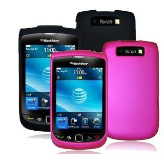 Combo 2IN1 Colorful (Hot Pink + Black) Rubber Feel Snap On Hard Protective Cover Case Cell Phone for RIM BlackBerry Torch 9800 / Torch 9810 / 9810 4G / Torch 2 Cell Phones & Accessories