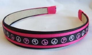 Peace Sign Girls Headband (Black & Hot Pink) Clothing