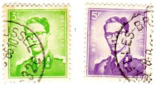 Postage Stamps Belgium. Two King Baudouin Stamps dated 1953 72, Scott #456 and #459. 