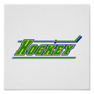 Yellow blue Green Hockey Logo Print