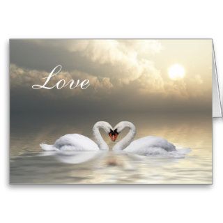 Swans heart greeting cards