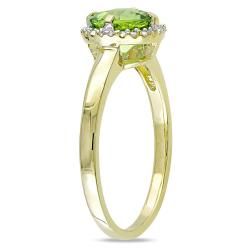 10k Yellow Gold Peridot and Diamond Accent Ring Miadora Gemstone Rings