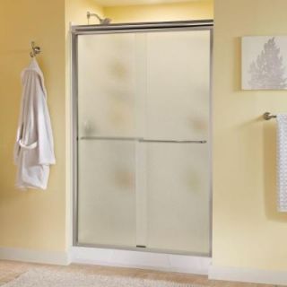 Delta Simplicity 47 3/8 in. x 70 in. Sliding Bypass Shower Door in Brushed Nickel with Frameless Pebbled Glass 159254