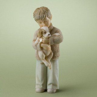 Enesco Foundations Boy Hugging Puppy Figurine, 4.65 Inch   Collectible Figurines