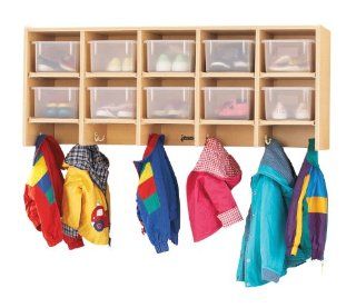 MapleWave 10 Section Wall Mount Coat Locker   with Clear Trays