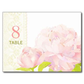 Peony Wedding Table Number Postcard (Double Sided)