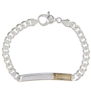 24 7 Sterling Silver and 18k Gold 5 mm Bordered ID Link Bracelet 24 7 Comfort Apparel Jewelry