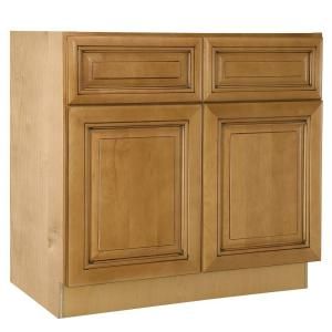 Home Decorators Collection Assembled 36x34.5x24 in. Sink Base Cabinet with False Drawer Front in Lewiston Toffee Glaze SB36 LTG