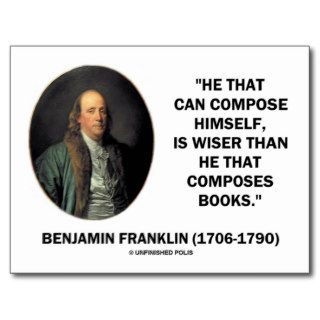 Benjamin Franklin Composes Himself Wiser Than Post Card
