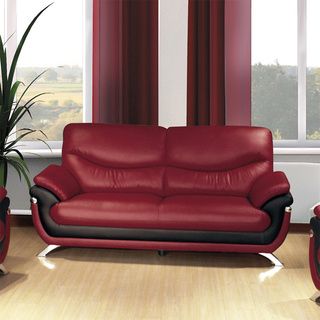 Alicia Red/Black Faux Leather Modern Sofa Sofas & Loveseats