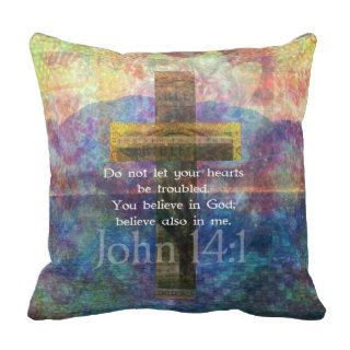 John 141 BIBLE verse with scenic painting Throw Pillows