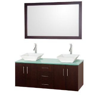 Wyndham Collection Arrano 55" Double Bathroom Vanity Set with Vessel Sinks   Espresso    