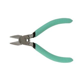 Xcelite S475NJSV Tapered Head Diagonal Cutter, Flush Jaw, 5" Length, 3/4" Jaw Length, Green Cushion Grip Handle Wire Cutters