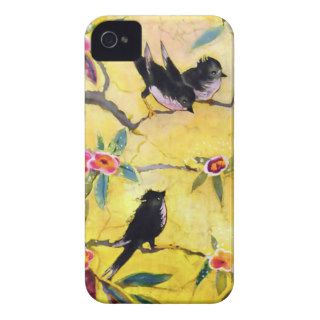 Morning Colors Bird Painting in Yellow and Pink iPhone 4 Cases