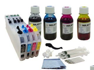 ND LC101 LC103 LC105 LC107 Refillable Ink Cartridges CISS with Auto Reset Chips and 4 X 100ml Dye Ink Refill Kit for BROTHER MFC J450DW, MFC J470DW, MFC J475DW, MFC J650DW, MFC J870DW, MFC J875DW Printers