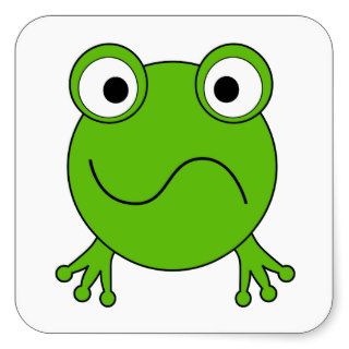 Green Frog. Looking confused. Square Stickers
