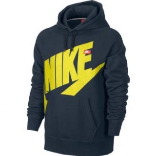 Nike Mens AW77 Pullover Hoodie Armory Navy/Sonic Yellow 586182 461 Size 2X Large Clothing