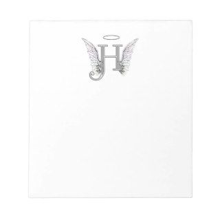 Letter H Initial Monogram with Angel Wings & Halo Note Pad