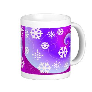 Purple and Blue Swirls and Snowflakes Mugs