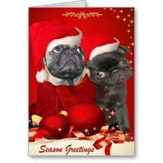 Pug Christmas Pals Greeting Card
