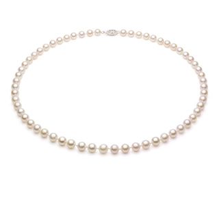 Sterling Silver White Akoya Pearl High Luster 16 inch Necklace (7.5 8 mm) DaVonna Pearl Necklaces
