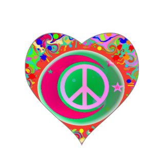 Peace Sign, Moon, Stars & Everything Heart Stickers
