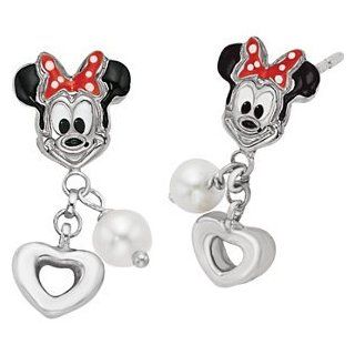 Sterling Silver Disney Minnie Mouse & Pearl Er With B Pendant Necklaces Jewelry