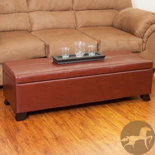 Christopher Knight Home Cambridge Saddle Brown Bonded Leather Storage Ottoman Christopher Knight Home Ottomans