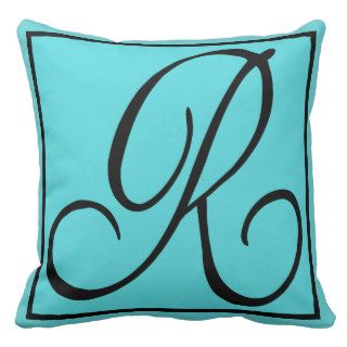 R   The Letter R on Aqua Background Throw Pillow