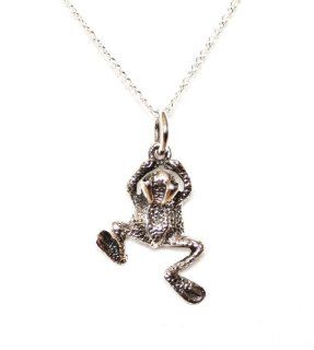 Solid Sterling Silver 925 Unique Frog Pendant on an 18" 46cm Chain. Jewelry