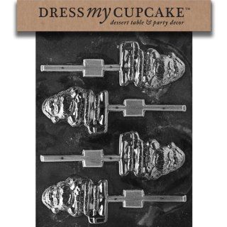 Dress My Cupcake DMCC100 Chocolate Candy Mold, Santa with Package Lollipop, Christmas Candy Making Molds Kitchen & Dining
