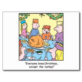 Christmas Cartoon Turkey Dinner Postcard