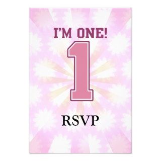 Big Pink Number One, Girl's First Birthday Invitation