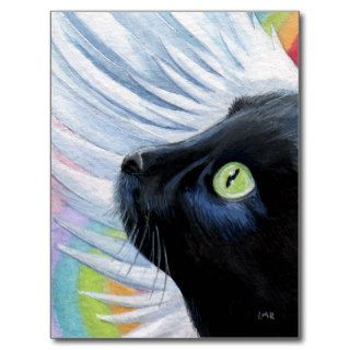 Rainbow's End Angel Cat Painting Postcard