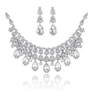 Purplelan Bridal Jewelry Set, Vintage Style Necklace/ Earrings/Crown Wedding Jelwery 465 Jewelry