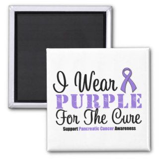 Pancreatic Cancer I Wear Purple For The Cure Fridge Magnets