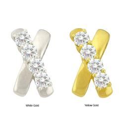 10k Gold Synthetic White Zircon 4 Stone Earrings Cubic Zirconia Earrings