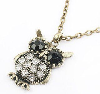 BUYINHOUSE Antique Vintage Retro Adorable Cute Jewelry Rhinestone Full Body Gem Owl Long Necklace Pendant For Sweaters Hoodies  Sports & Outdoors