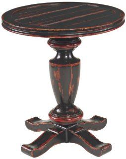 Uttermost Takia Distressed Round Accent Table in Burnt Red and Black   Sofa Tables