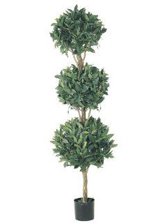 Pack of 2 Potted Artificial Sweet Bay Triple Ball Topiary Trees 5'   Christmas Topiaries