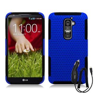 LG OPTIMUS G2 BLUE BLACK PERFORATED HYBRID COVER HARD GEL CASE + FREE CAR CHARGER from [ACCESSORY ARENA] Cell Phones & Accessories