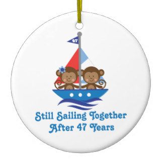 Gift For 47th Wedding Anniversary Monkeys Ornaments