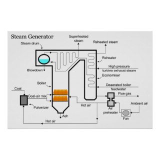 Coal Fired Power Plant Steam Generator Schematic Print