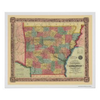 Arkansas Railroad Map 1854 Posters