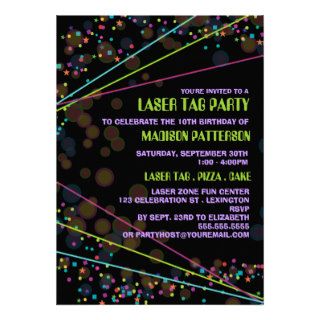 Neon Lights Laser Tag Birthday Party Invitation