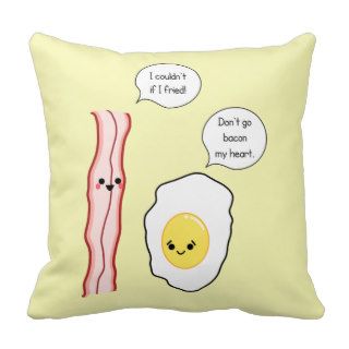 Cute Bacon and Egg Cartoon Throw Pillow