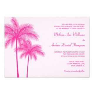 Hot Pink Palm Tree Tropical Wedding Custom Announcement